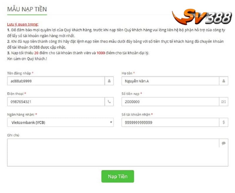 nạp tiền sv388